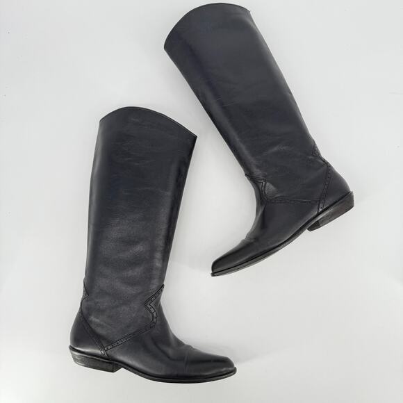 Vtg 90s Nine 9 West Ltd. Edition Boots Leather Equestrian Style Riding Navy 9M